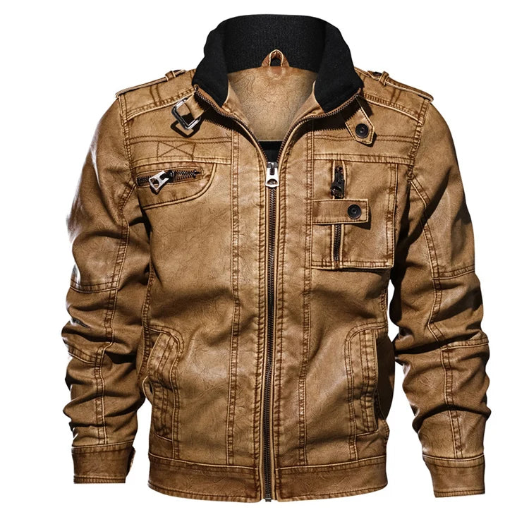 Men Autumn Winter PU Leather Jacket Motorcycle Leather Jackets Male