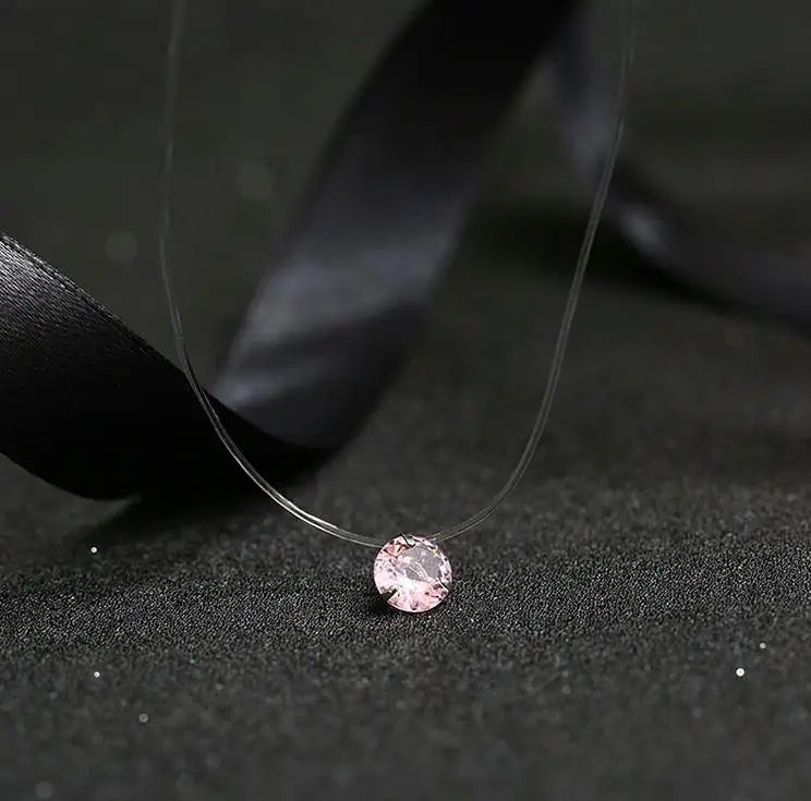2019 Female New Heart Star Necklace Meteorite Pendant Transparent Fishing Line Invisible Women Zircon Pendants Necklace Jewelry