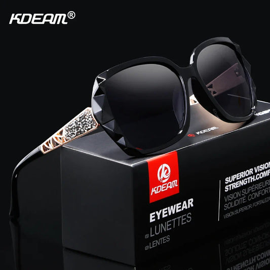 KDEAM Shiny For Women Sunglasses Polarized Butterfly Diamond Designer Sun Glasses Female UV-protected and Box