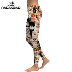 Women Leggings Lovely Cat Holographic Digital Print Fitness legging