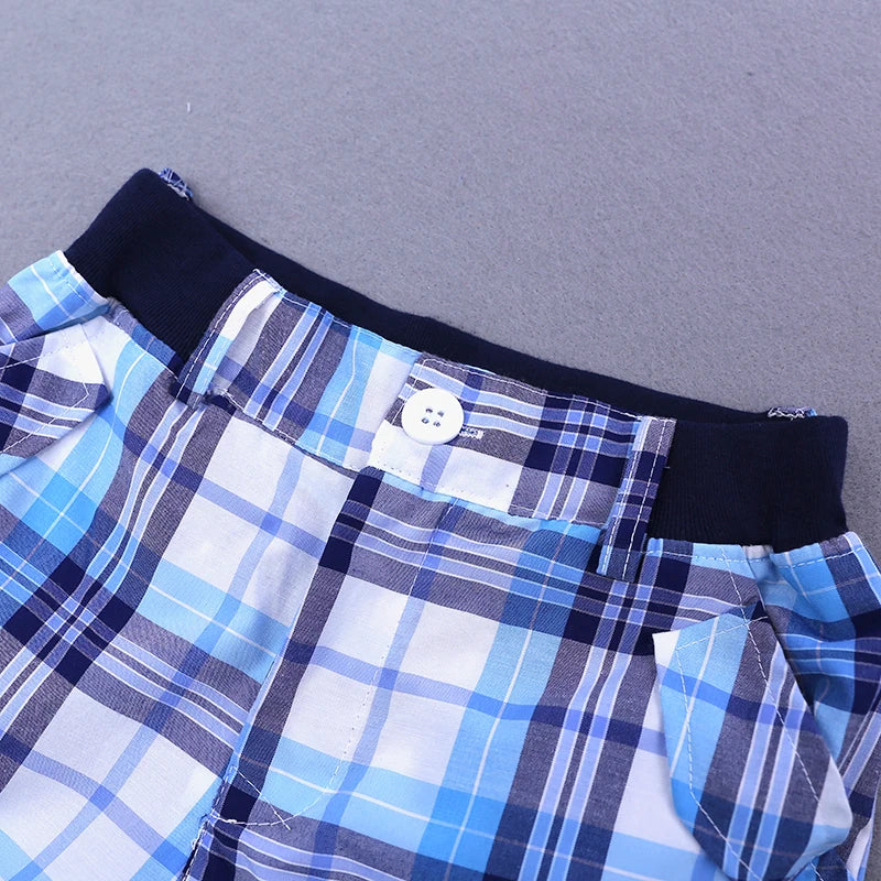 Children Clothing Boys Summer Clothes 2025 Short Sleeve Bow Tie Shirt+Plaid Shorts Suit Kids Clothing Set for 2-6Y Babies