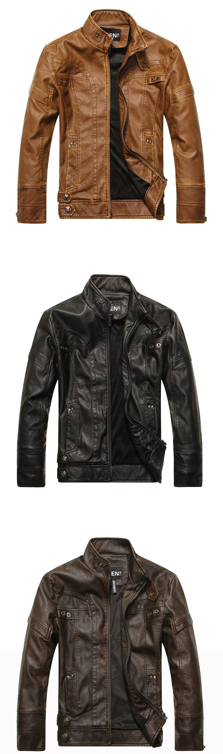 Autumn Winter Mens PU Leather Jacket Motorcycle Leather Coats Mens