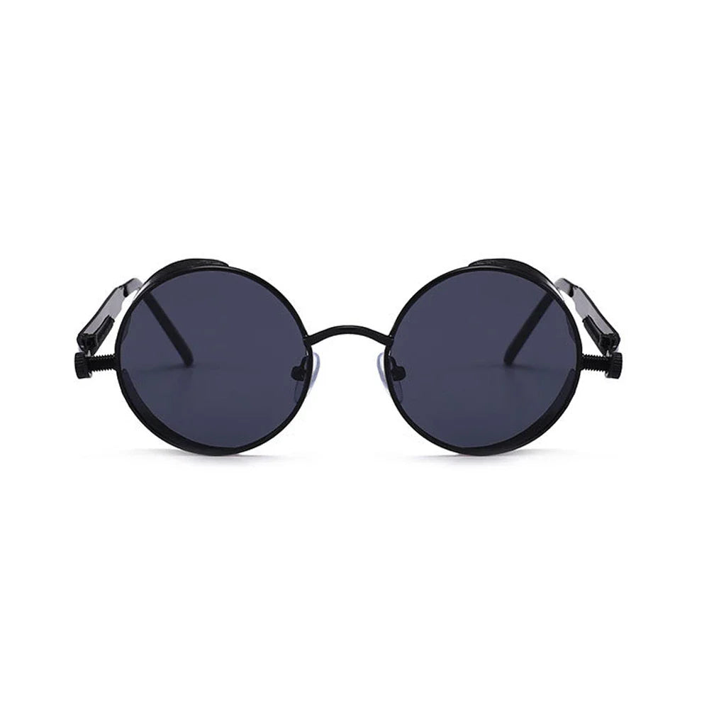 VIVIBEE Vintage Steampunk Red Sunglasses Men Round Punk Alloy Metal Retro Sun Glasses Women 2026 Goggles Gothic Style Shades
