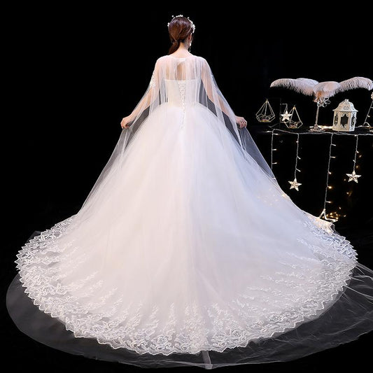 White Bridesmaid Dresses: Wedding Dress Elegant Court Train Lace Embroidery Princess