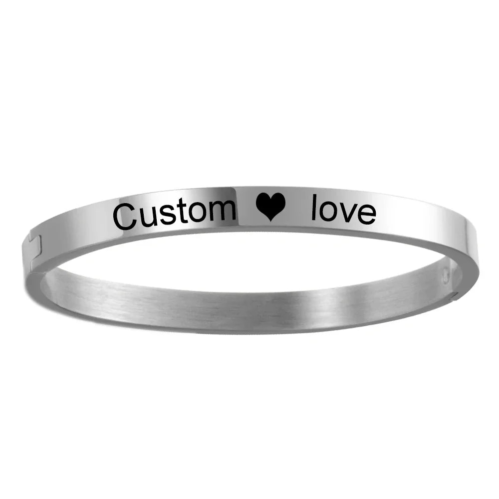 Personalized Bracelet for Women Female Width 5mm Custom Engraved Name Bracelets Bangle Stainless Steel Jewelry Armbanden Pulsera