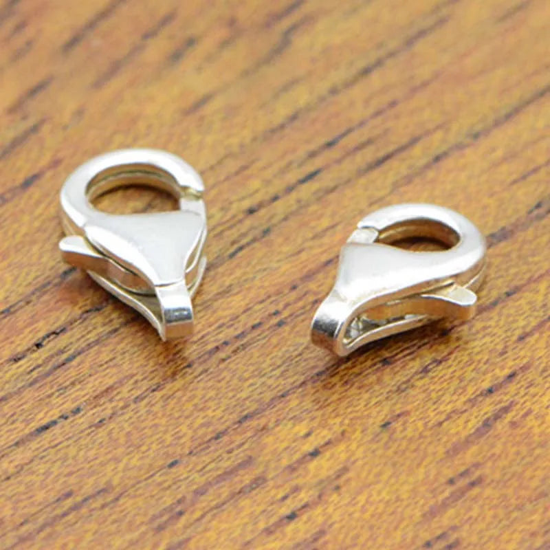 2pcs Real Pure Solid 925 Sterling Silver Lobster Spring Clasps with Ring Hook Claw Buckle Connector Jewelry Making Findings