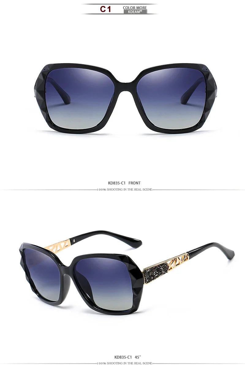 KDEAM Shiny For Women Sunglasses Polarized Butterfly Diamond Designer Sun Glasses Female UV-protected and Box