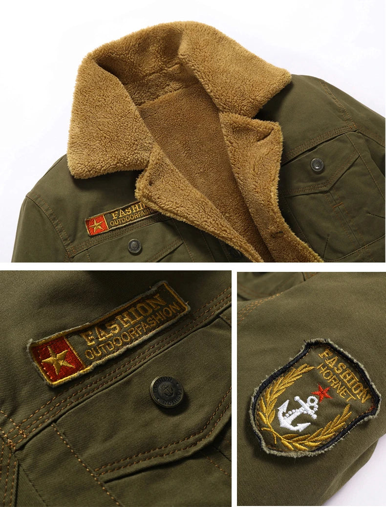 Winter Jacket Mens Military Fleece Warm Coats Male Fur Collar Army Tactical