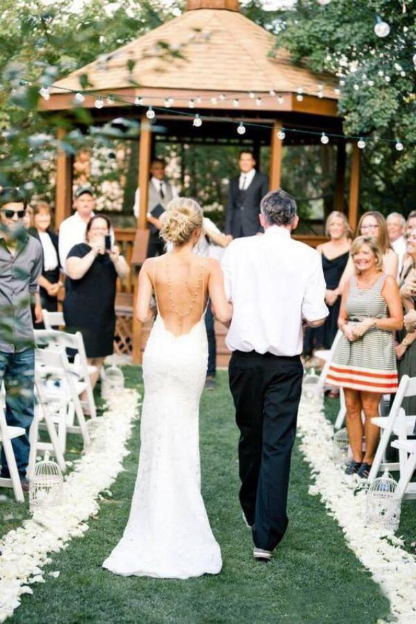 White Bridesmaid Dresses: White Lace Backless Mermaid Summer Wedding Dresses