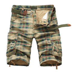 Men Shorts Fashion Plaid Beach Shorts Mens Casual Shorts Military Short