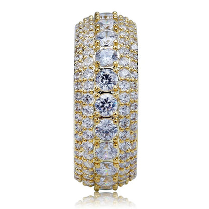 10MM Hip Hop Iced Out Cubic Zircon Bling Round Ring Gold Silver Color Jewelry