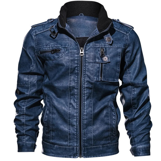 Men Autumn Winter PU Leather Jacket Motorcycle Leather Jackets Male