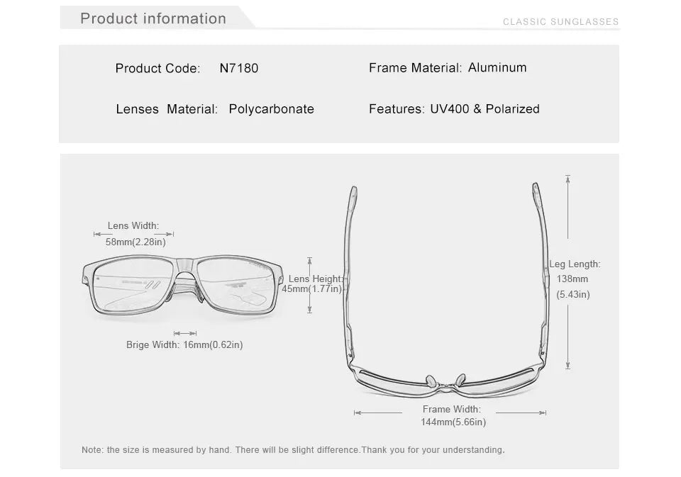 KINGSEVEN Men's Polarized Sunglasses Full Frame Aluminum Material Driving Glasses Eyewear Shades For Men Oculos masculino