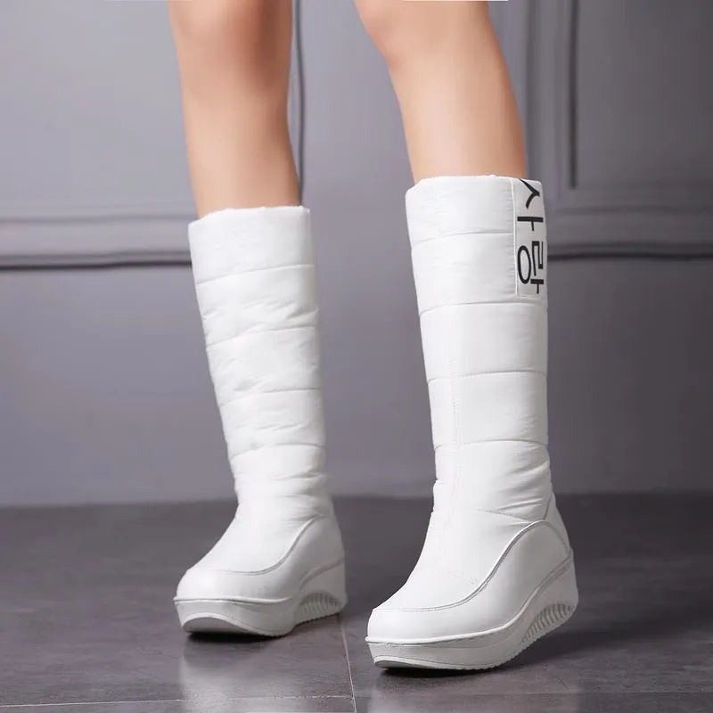 SIZE 35-44 Ladies snow boots wedges heels slip on women winter boots