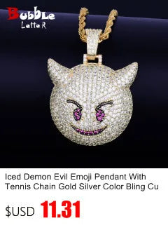 Bubble Letter Miami Cuban Link Rings for Men Gold Color Iced Out Full Zircon Hip Hop