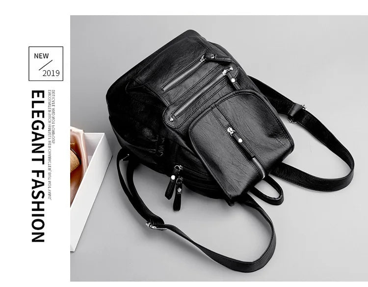 Women High Quality Leather Backpacks Vintage Female Shoulder Bag Sac a Dos Travel Ladies Bagpack Mochilas School Bags For Girls