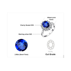 Princess Diana Created Blue Sapphire 925 Sterling Silver Engagement Ring