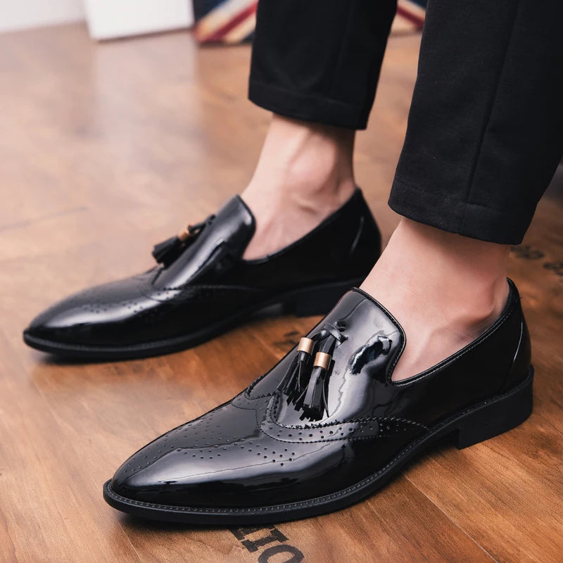 big size 47 Pointed Toe Formal Shoes Man Leather Oxfords Spring Men Italy Dress Shoes Business Wedding party Shoes For Male l5