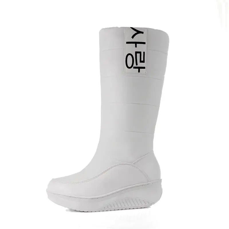 SIZE 35-44 Ladies snow boots wedges heels slip on women winter boots
