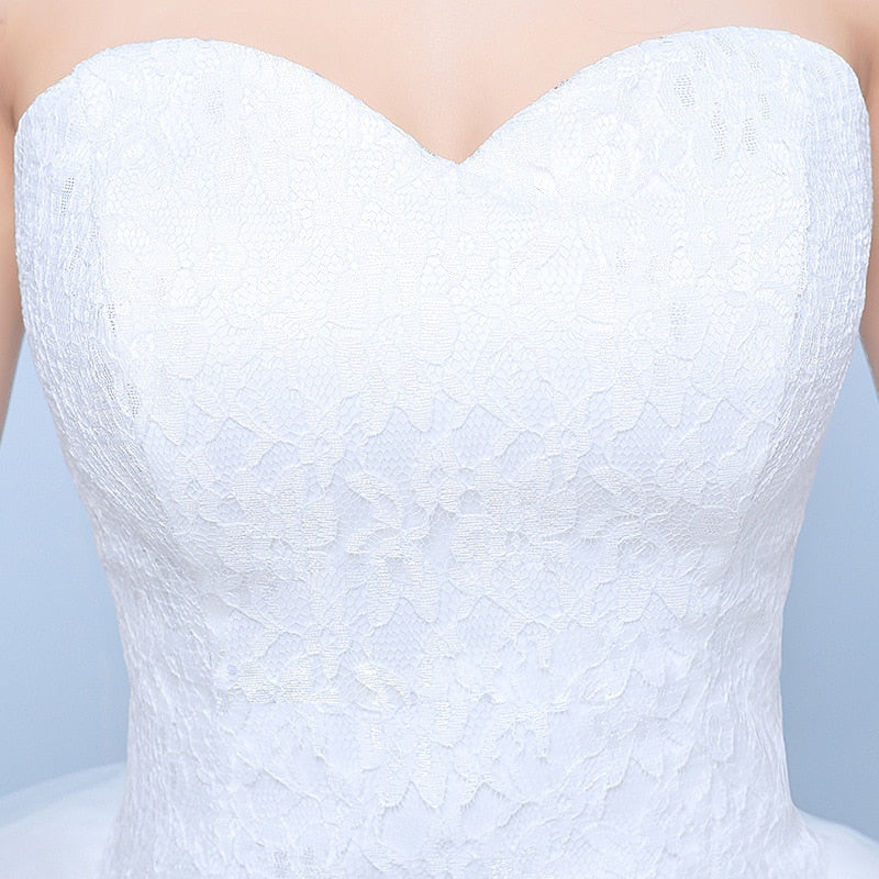 White Bridesmaid Dresses: Wedding Dress Bride Dress Lace Strapless Wedding Gowns