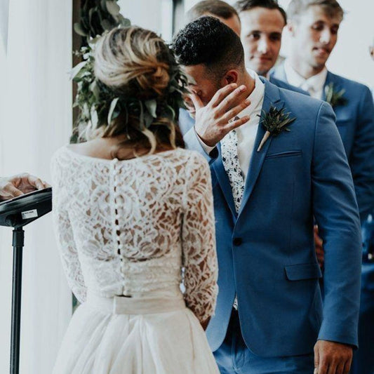 White Bridesmaid Dresses:Wedding Dress 3/4 Long Sleeves A Line White Ivory Chiffon