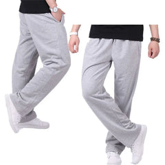 Men Plus Size Pants Solid Baggy Loose Elastic Pants Cotton Sweatpants Casual Pants