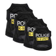 Police Suit Cosplay Dog Clothes Black Elastic Vest Puppy T-Shirt Coat Accessories