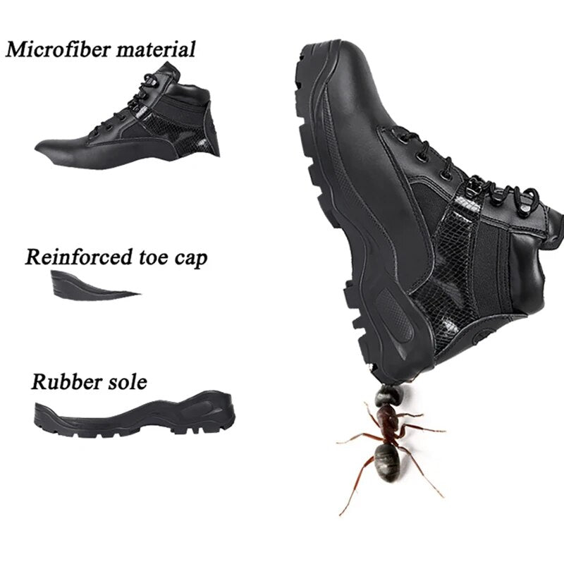 Black Military Army Shoes Men Desert Combat Boots Tatcical Shoes Fashion Motorcycle Boots Comfortable Non-slip Work Safety Shoes