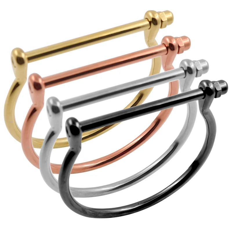 Fashion Punk Love Bangle Bracelet Woman Men Horseshoe Bracelets Stainless Steel Wedding Party Charming Cuff Wristband Jewelry
