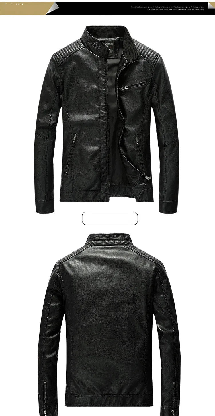 Mens PU Leather Jacket Fleece and Thicken Male Coats Motorcycle Clothing