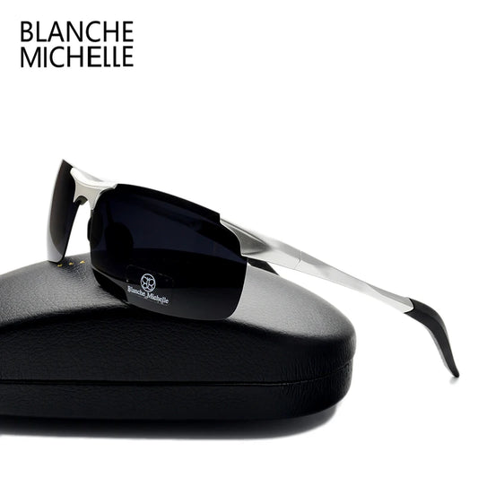 Sunglasses Polarized Men UV400 Rectangle Gold Outdoor Driving Sun Glasses