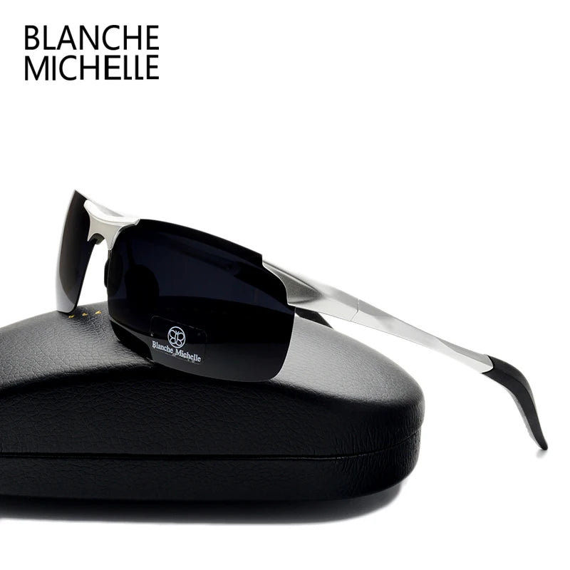 Sport Sunglasses Polarized Men UV400 Rectangle Gold Outdoor Driving Sun Glasses