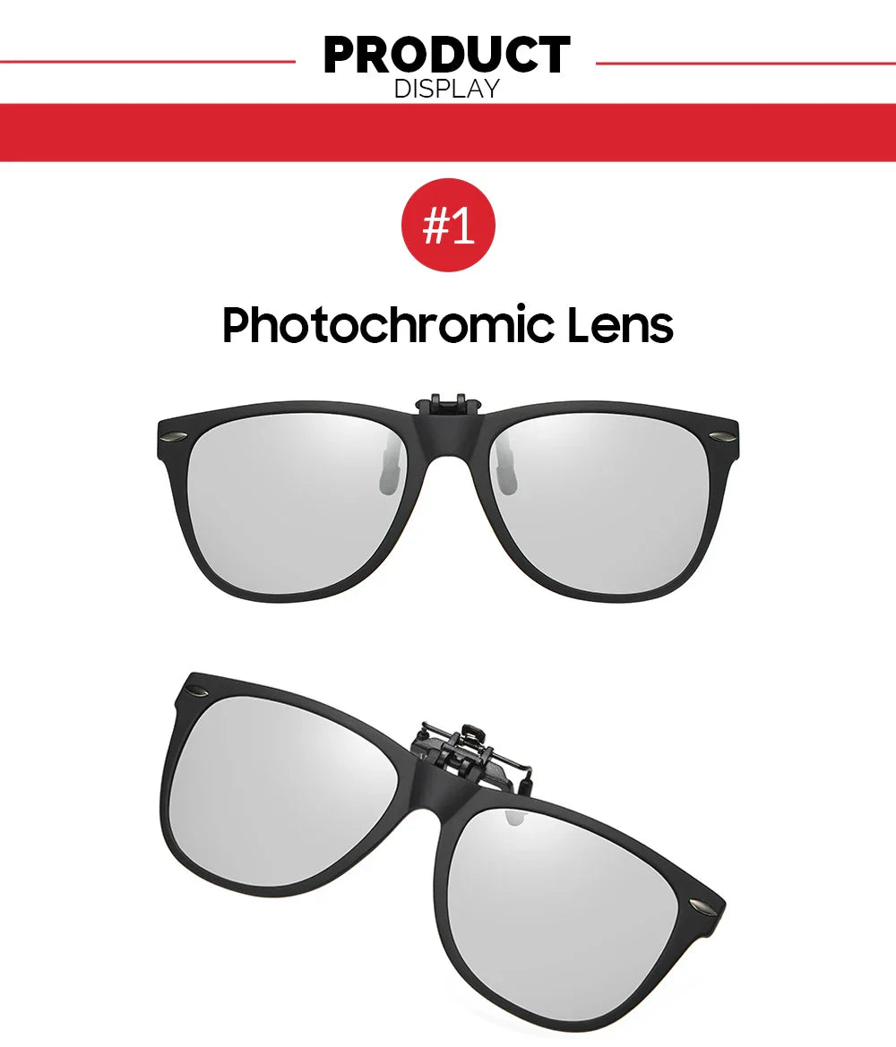 VIVIBEE Men Photochromic Polarized Lens Flip Up Clip on Sunglasses Women Driving Sun Glasses with Clips 2026 Trending Product