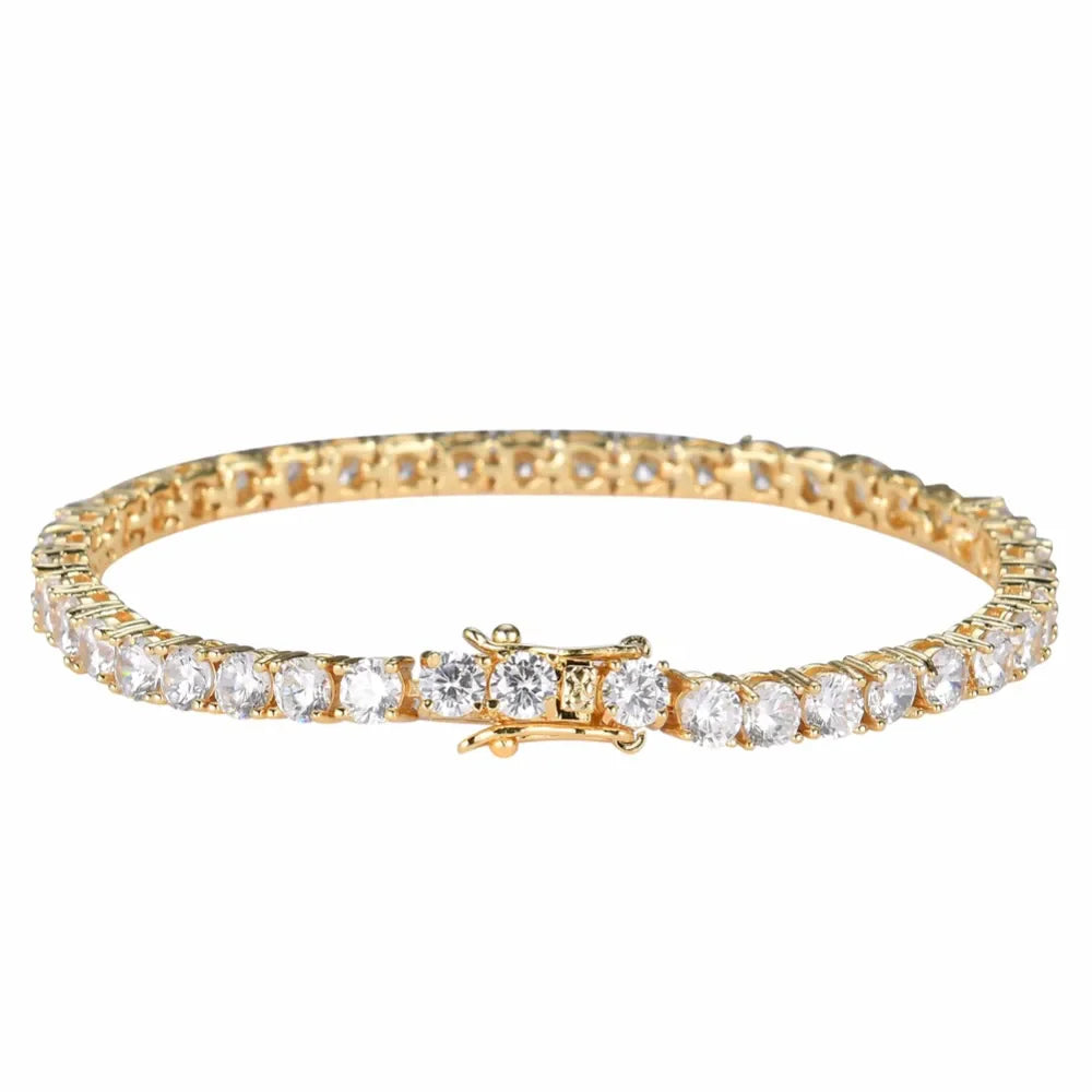 Brass Tennis Bracelet  AAA CZ Bling Bling 3mm 4mm 5mm 1 Row Cubic Zirconia Bracelet For Men And Women Iced Out Jewelry BB019