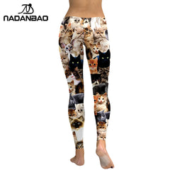 Women Leggings Lovely Cat Holographic Digital Print Fitness legging