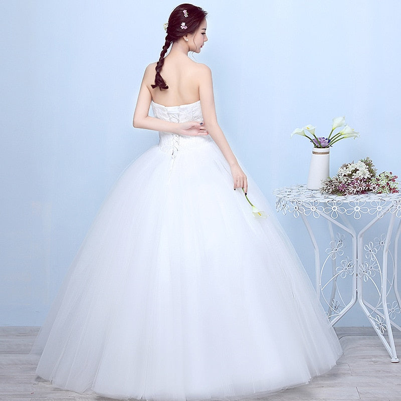 White Bridesmaid Dresses: Wedding Dress Bride Dress Lace Strapless Wedding Gowns