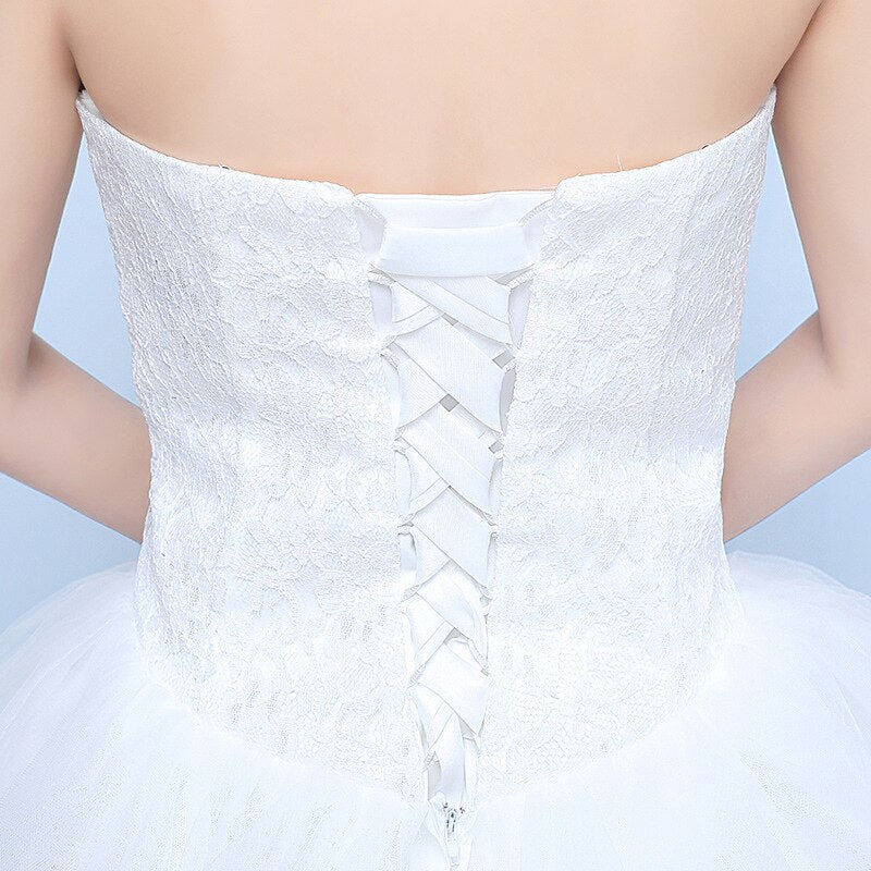 White Bridesmaid Dresses: Wedding Dress Bride Dress Lace Strapless Wedding Gowns