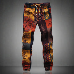 Men Floral Print Joggers Male Casual Summer Pants Mens Sweatpants Linen Pants Men