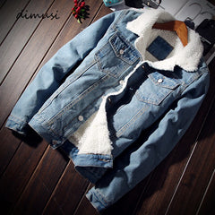 Winter Mens Denim Jackets Fashion Men Fleece Thick Warm Jeans Jacket