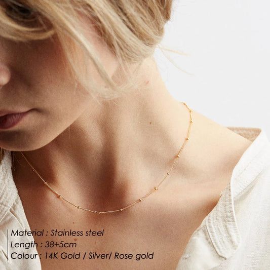 eManco Gold Color Stainless Steel Chain Choker Necklace Women Chain Necklace Sets for Women gift