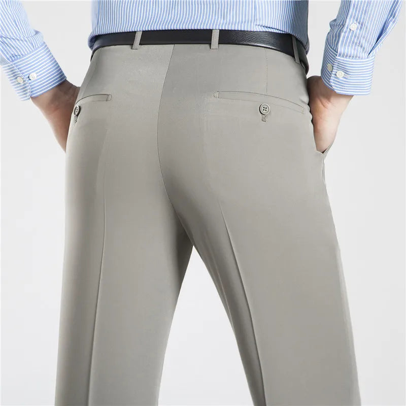 Mens Trousers Formal  Summer Suit Pants Men Office  Cotton Pants Straight Loose