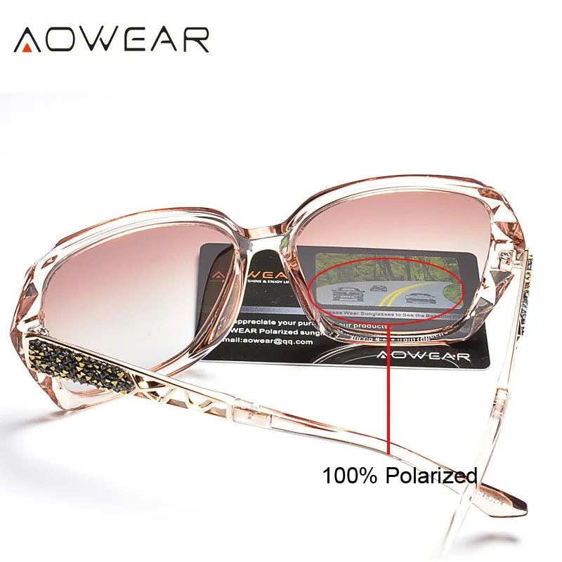 Sunglasses Women Polarized Square Vintage Sun Glasses Ladies Diamond