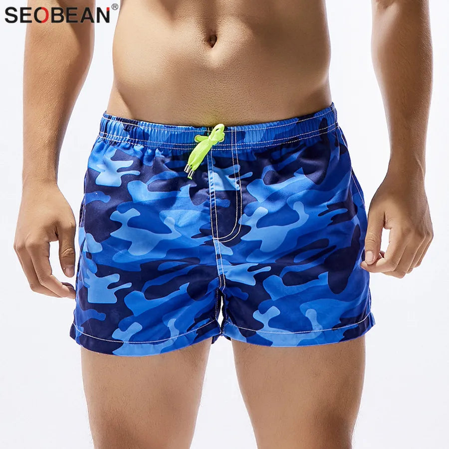 SEOBEAN Men's Board Shorts Men Camouflage Beach Shorts Male Summer Seaside Quick Dry Beachwear Bermudas Shorts With Pockets