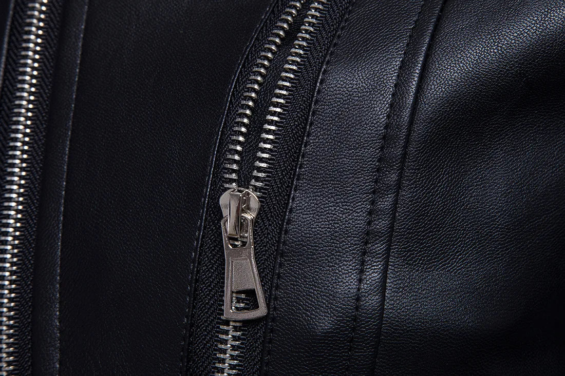 Mens Bomber Jackets Fashion Men Faux Leather Coat Zipper Overcoat Moto Jacket