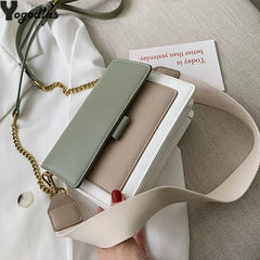 Contrast color Leather Crossbody Bags For Women Travel Handbag Fashion Simple