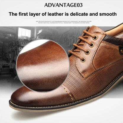 ZFTL New Man Dress shoes Big size Cow Leather Men's Business shoes Lace-up Men formal shoes fashion male Handmade shoes Brown 01