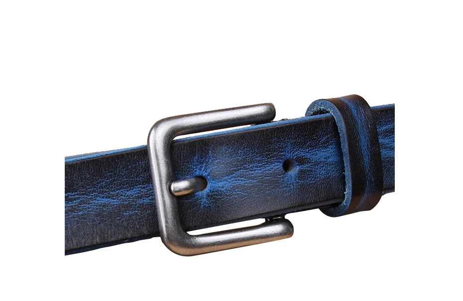 MaiKun Thin Belts for Women Unisex Genuine Leather Belt Female Metal Pin Buckle Belt