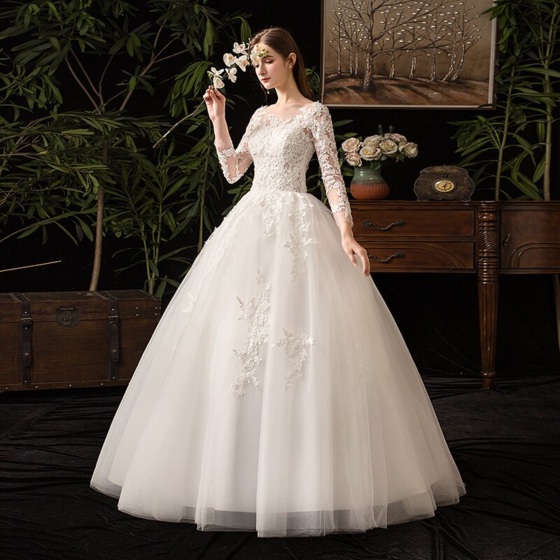 White Bridesmaid Dresses: Full Sleeve Wedding Dresses Ball Gown Wedding Gowns