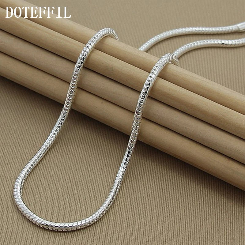 925 Sterling Silver 16/18/20/24/22/24/26/30 Inch 3mm Snake Chain Necklace For Woman