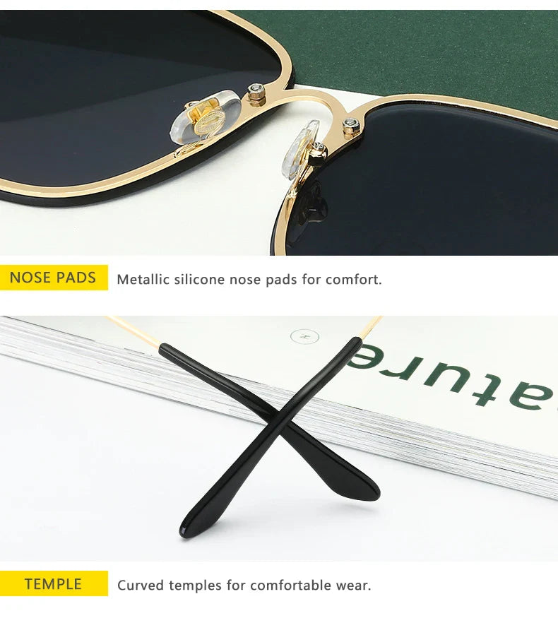 New Fashion Lady Oversize Rimless Square Bee Sunglasses Women Men Small Glasses Gradient Sun Glasses Female UV400
